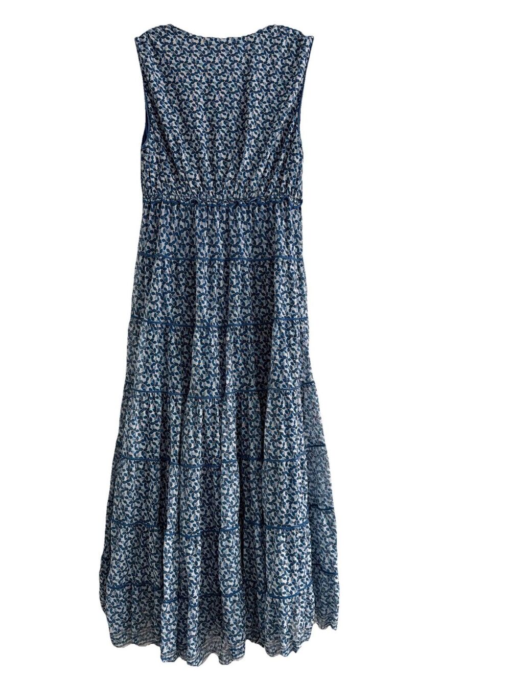 Max Studio Blue Tiered V-Neck Midi Dress Medium Ruffles Boho Romantic Whimsical - Picture 6 of 6